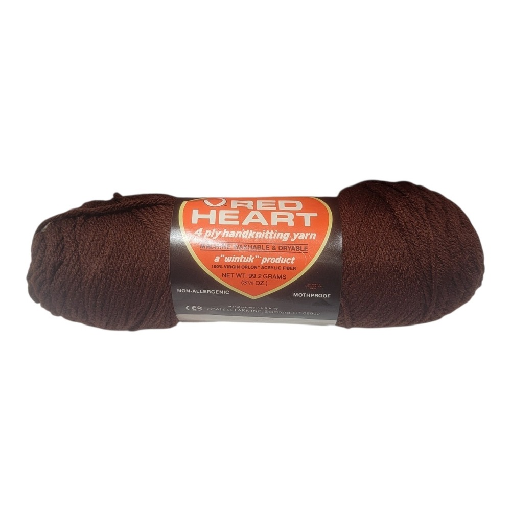 Vintage Red Heart 4 Ply Handknitting Yarn Wood Brown 360 Acrylic 3.5 oz Skein - Picture 3 of 5